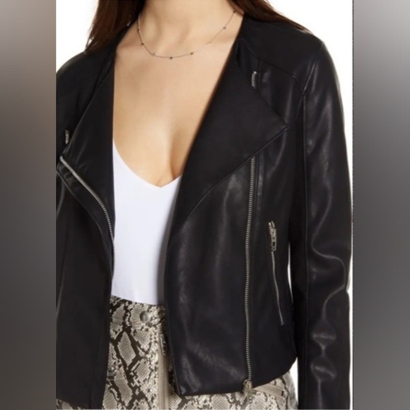 Blank NYC Jackets & Blazers - Blank NYC Vegan Leather Black Moto Jacket Size Small